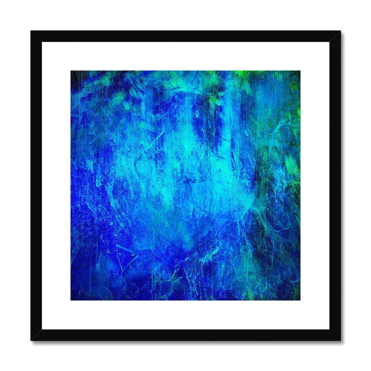 The Waterfall Abstract Painting | Framed & Mounted Prints From Scotland-Framed & Mounted Prints-Abstract & Impressionistic Art Gallery-20"x20"-Black Frame-Paintings, Prints, Homeware, Art Gifts From Scotland By Scottish Artist Kevin Hunter