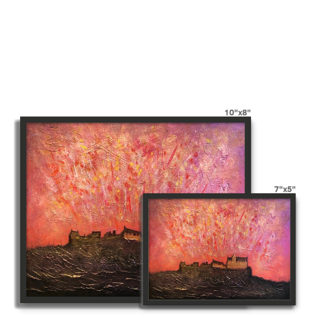 Edinburgh Castle Fireworks Framed Art Tile | Scottish Art Gifts