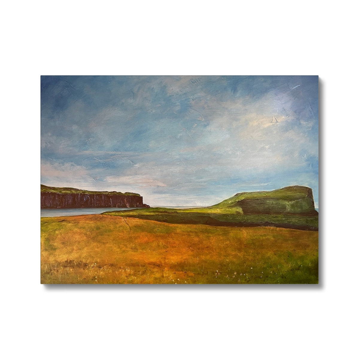 Approaching Oronsay Skye Painting | Canvas From Scotland-Contemporary Stretched Canvas Prints-Skye Art Gallery-24"x18"-Paintings, Prints, Homeware, Art Gifts From Scotland By Scottish Artist Kevin Hunter