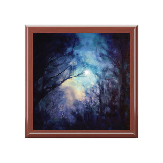 A Moonlit Highland Wood Jewellery Box | Scottish Art Gifts