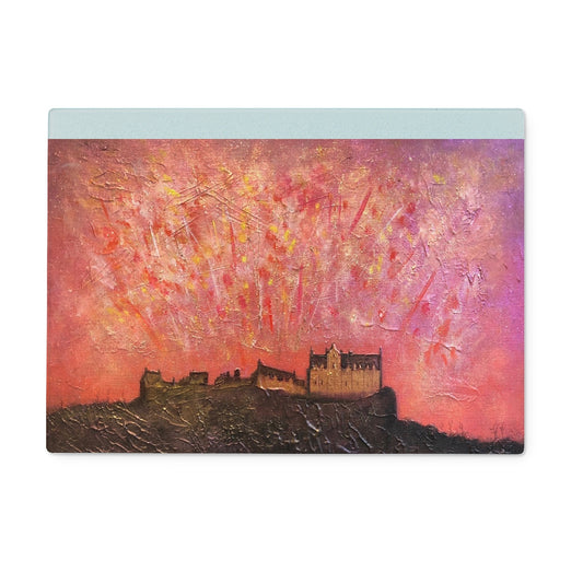 Edinburgh Castle Fireworks Glass Chopping Board | Scottish Art Gifts