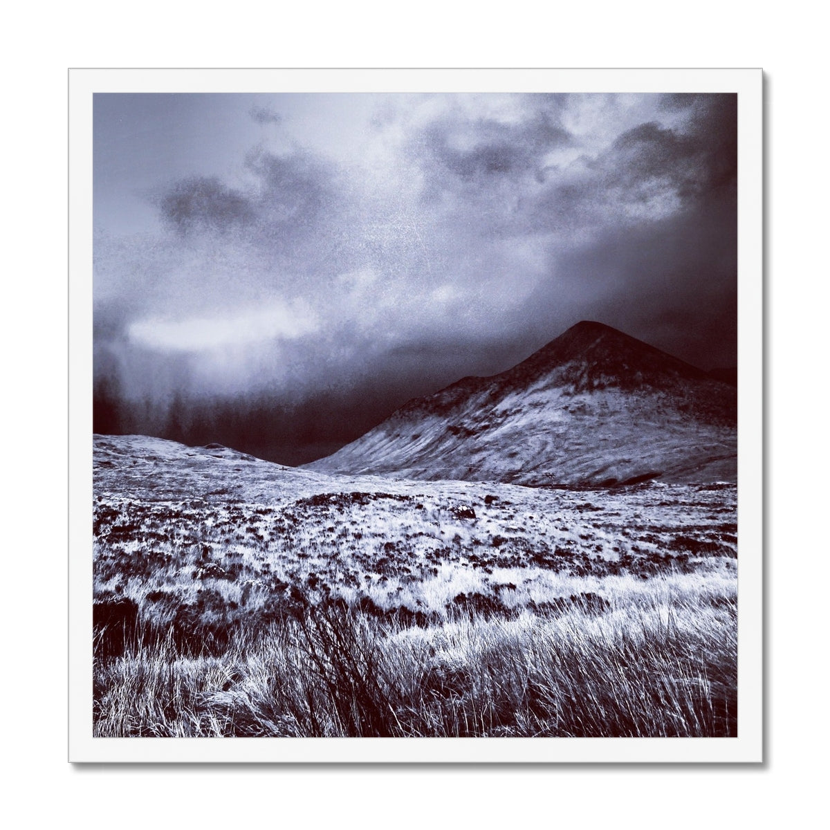 A Brooding Glen Varagil Skye Painting | Framed Prints From Scotland-Framed Prints-Skye Art Gallery-20"x20"-White Frame-Paintings, Prints, Homeware, Art Gifts From Scotland By Scottish Artist Kevin Hunter