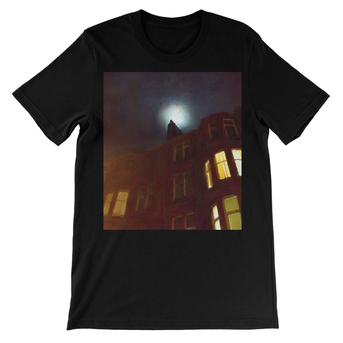 A Moonlit Tenement Unisex Short Sleeve T-Shirt | Scottish Art Gifts