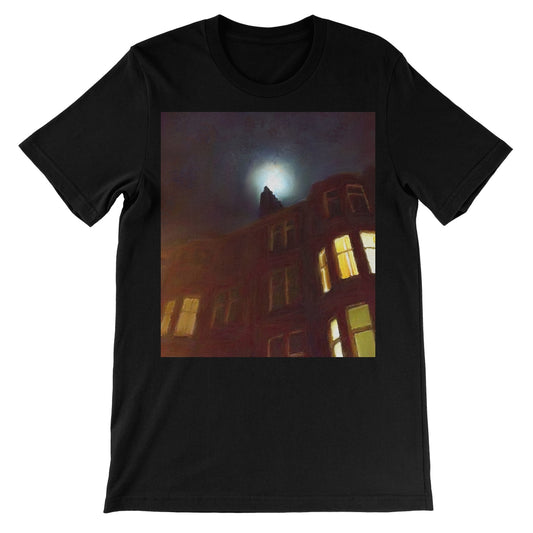 A Moonlit Tenement Unisex Short Sleeve T-Shirt | Scottish Art Gifts
