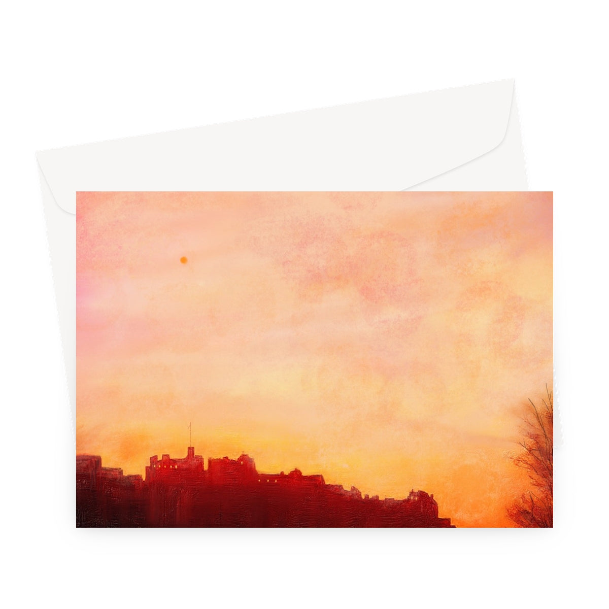 Edinburgh Castle Sunset Greeting Card | Scottish Art Gifts