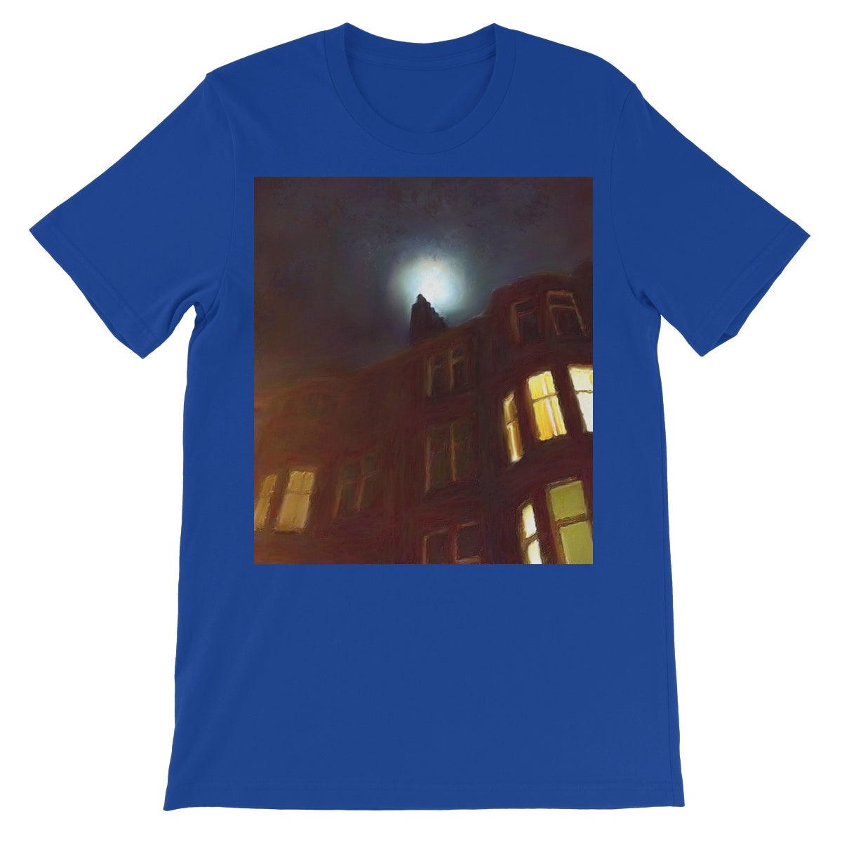A Moonlit Tenement Unisex Short Sleeve T-Shirt | Scottish Art Gifts