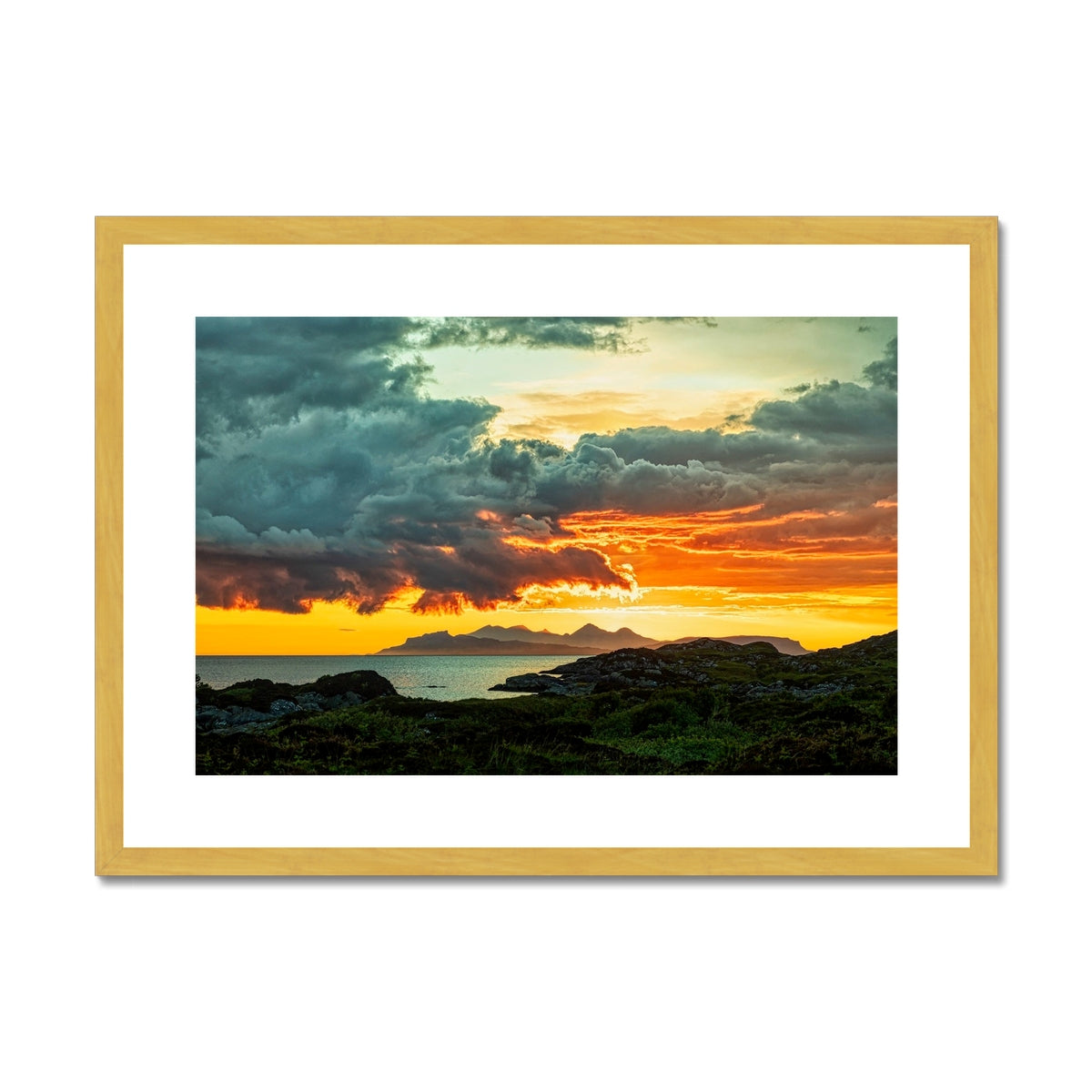 Sunset Over Skye From Ardtoe Scottish Landscape Photography | Antique Framed & Mounted Print