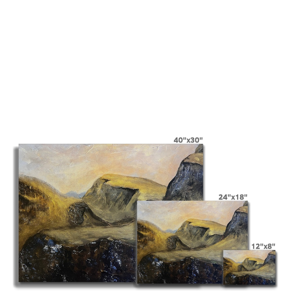 The Quiraing Skye Painting | Canvas From Scotland-Contemporary Stretched Canvas Prints-Skye Art Gallery-Paintings, Prints, Homeware, Art Gifts From Scotland By Scottish Artist Kevin Hunter