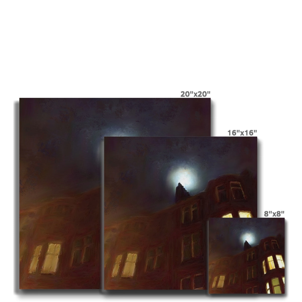 A Moonlit Tenement Eco Canvas | Scottish Art Gifts