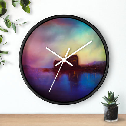 Eilean Donan Castle Sonnenuntergang-Wanduhr | Schottische Kunstgeschenke