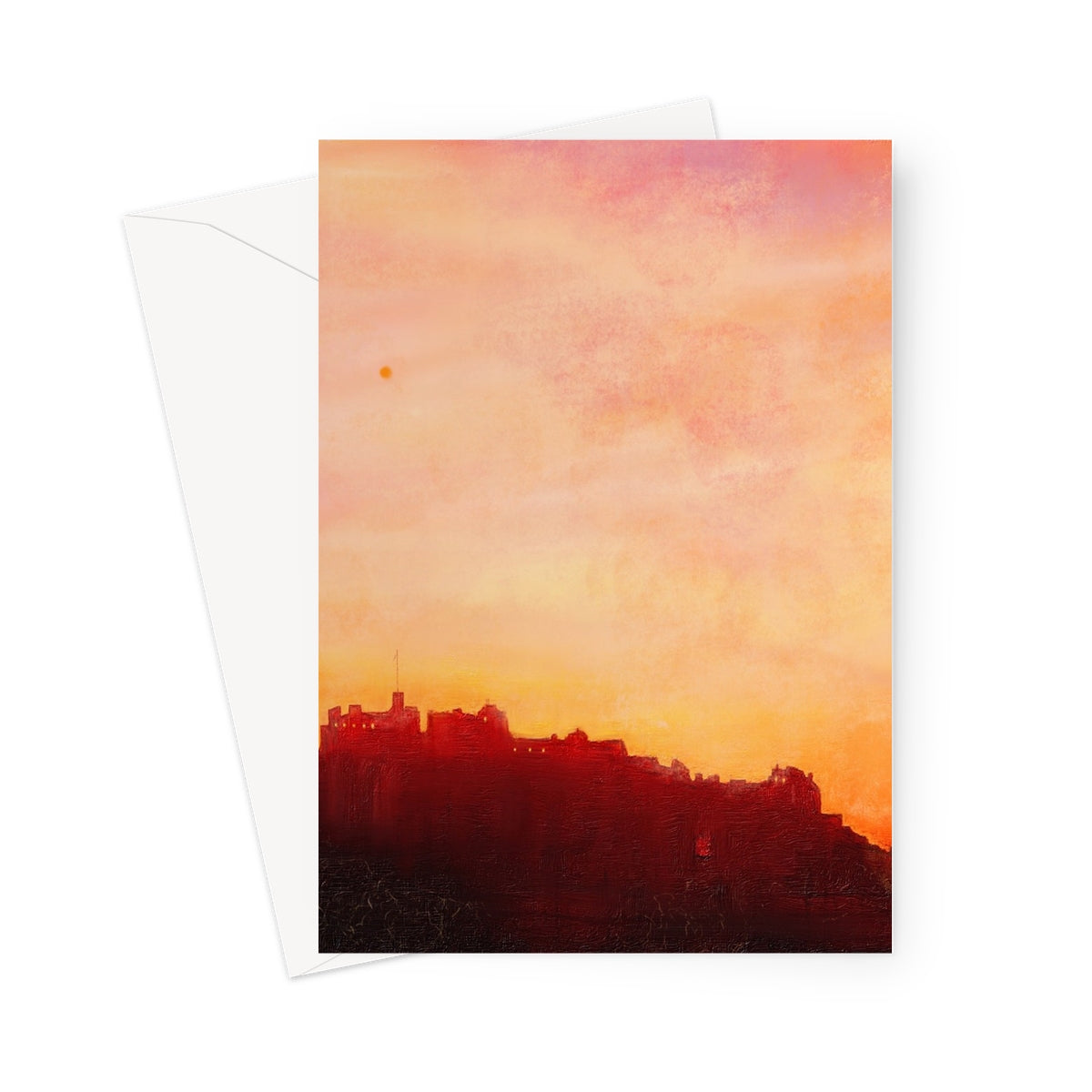 Edinburgh Castle Sunset Greeting Card | Scottish Art Gifts