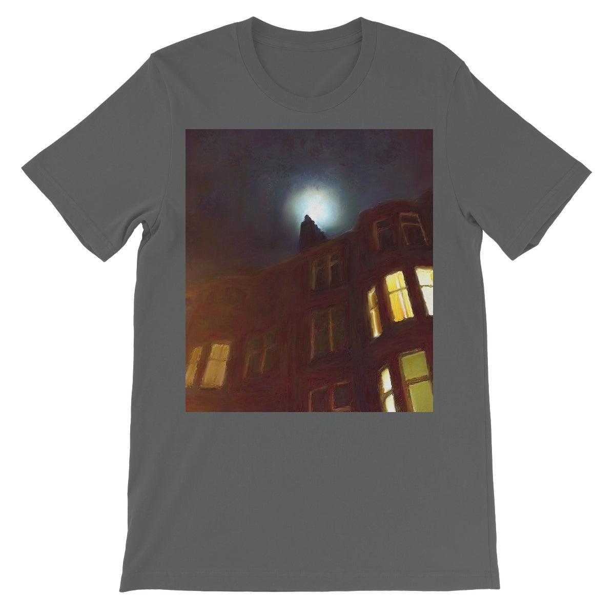 A Moonlit Tenement Unisex Short Sleeve T-Shirt | Scottish Art Gifts