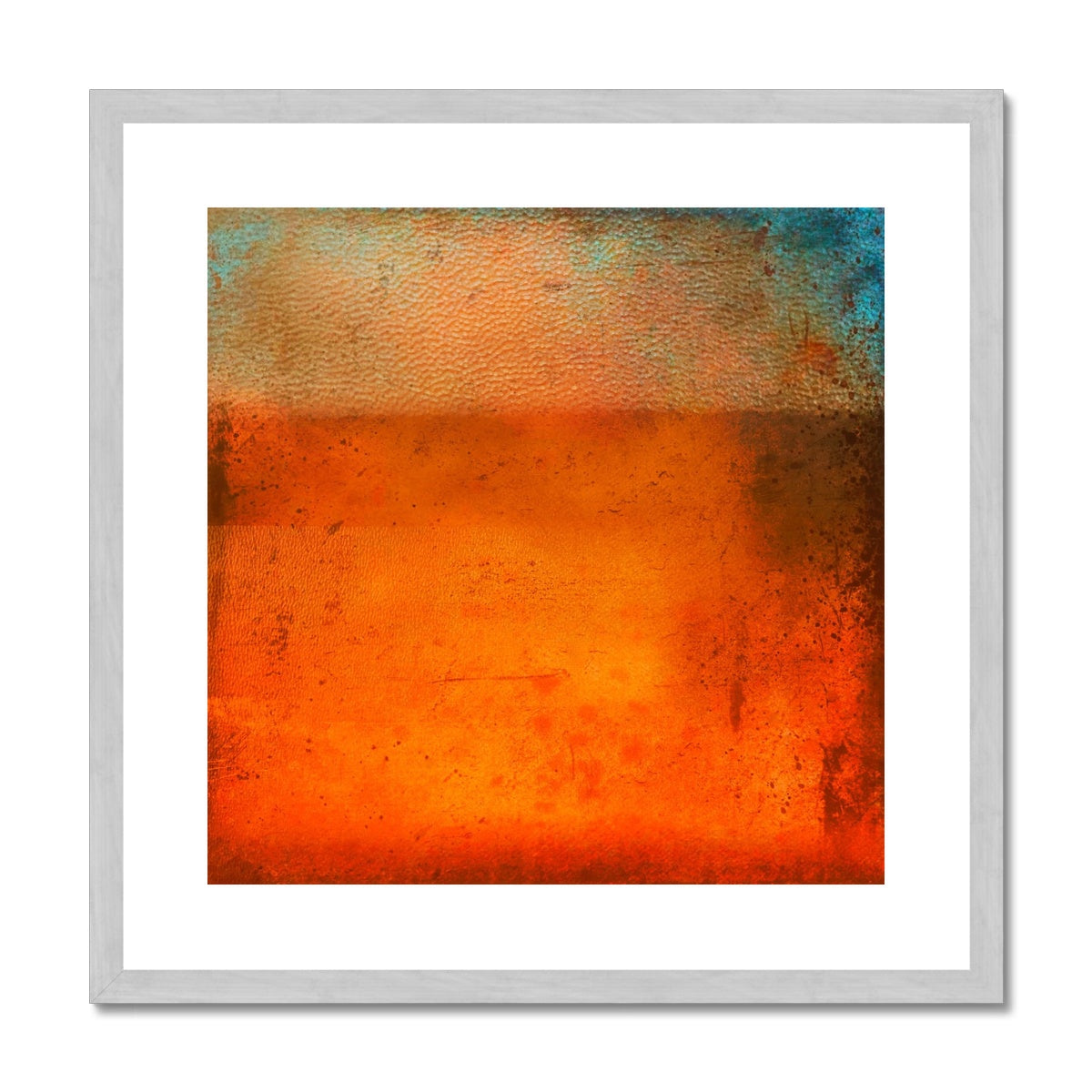 Sunset Horizon Abstract Painting | Antique Framed & Mounted Prints From Scotland-Antique Framed & Mounted Prints-Abstract & Impressionistic Art Gallery-20"x20"-Silver Frame-Paintings, Prints, Homeware, Art Gifts From Scotland By Scottish Artist Kevin Hunter