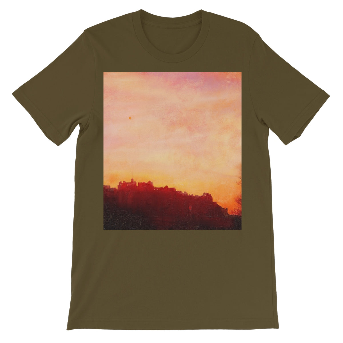 Edinburgh Castle Sunset Unisex Short Sleeve T-Shirt | Scottish Art Gifts