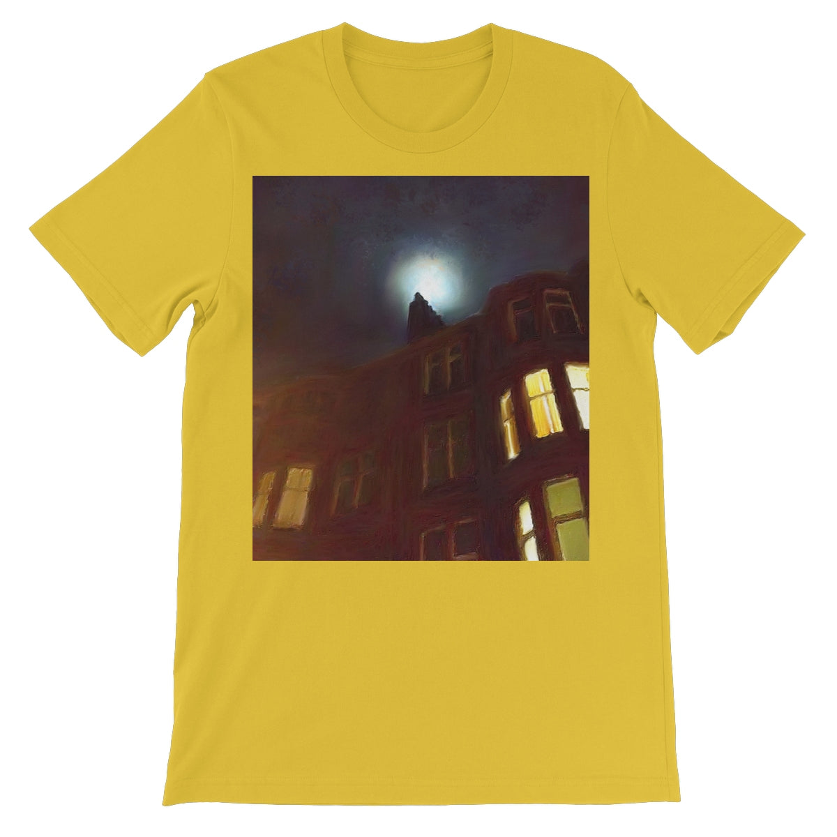 A Moonlit Tenement Unisex Short Sleeve T-Shirt | Scottish Art Gifts