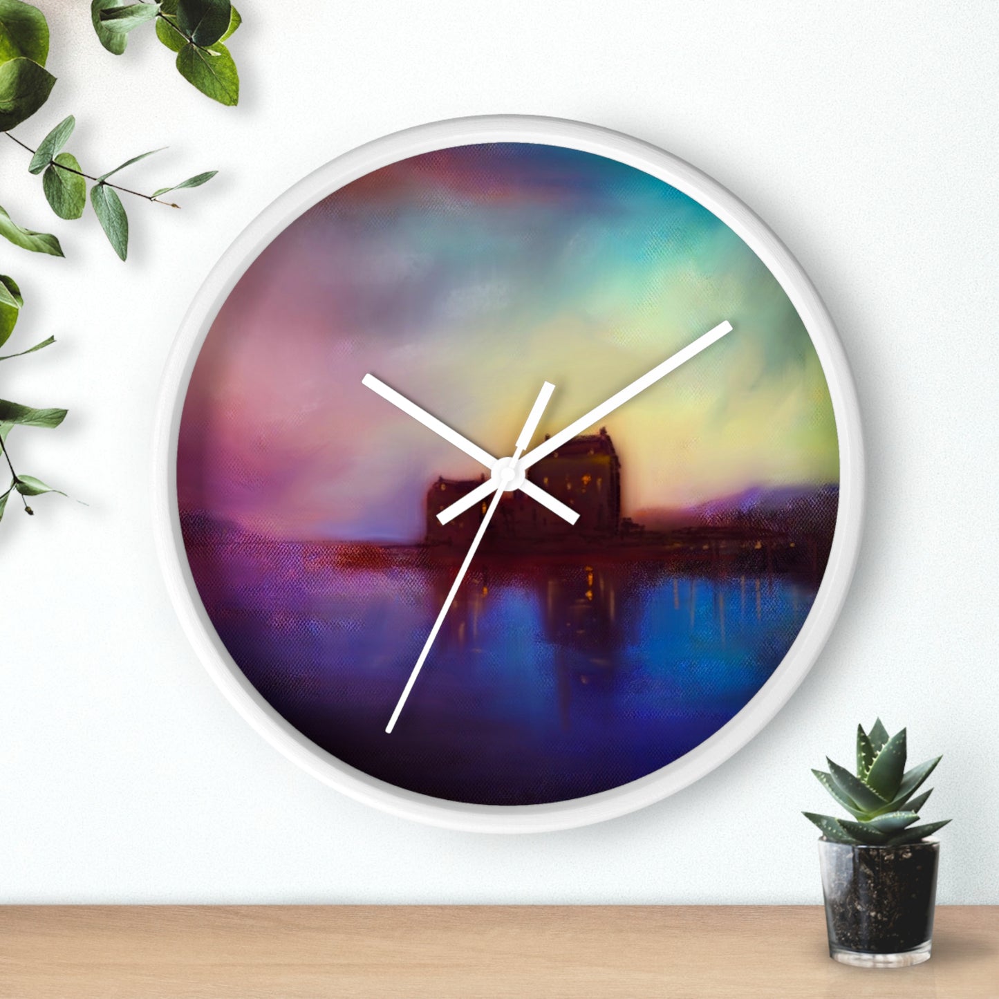 Eilean Donan Castle Sonnenuntergang-Wanduhr | Schottische Kunstgeschenke