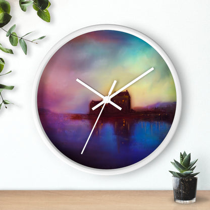 Eilean Donan Castle Sonnenuntergang-Wanduhr | Schottische Kunstgeschenke