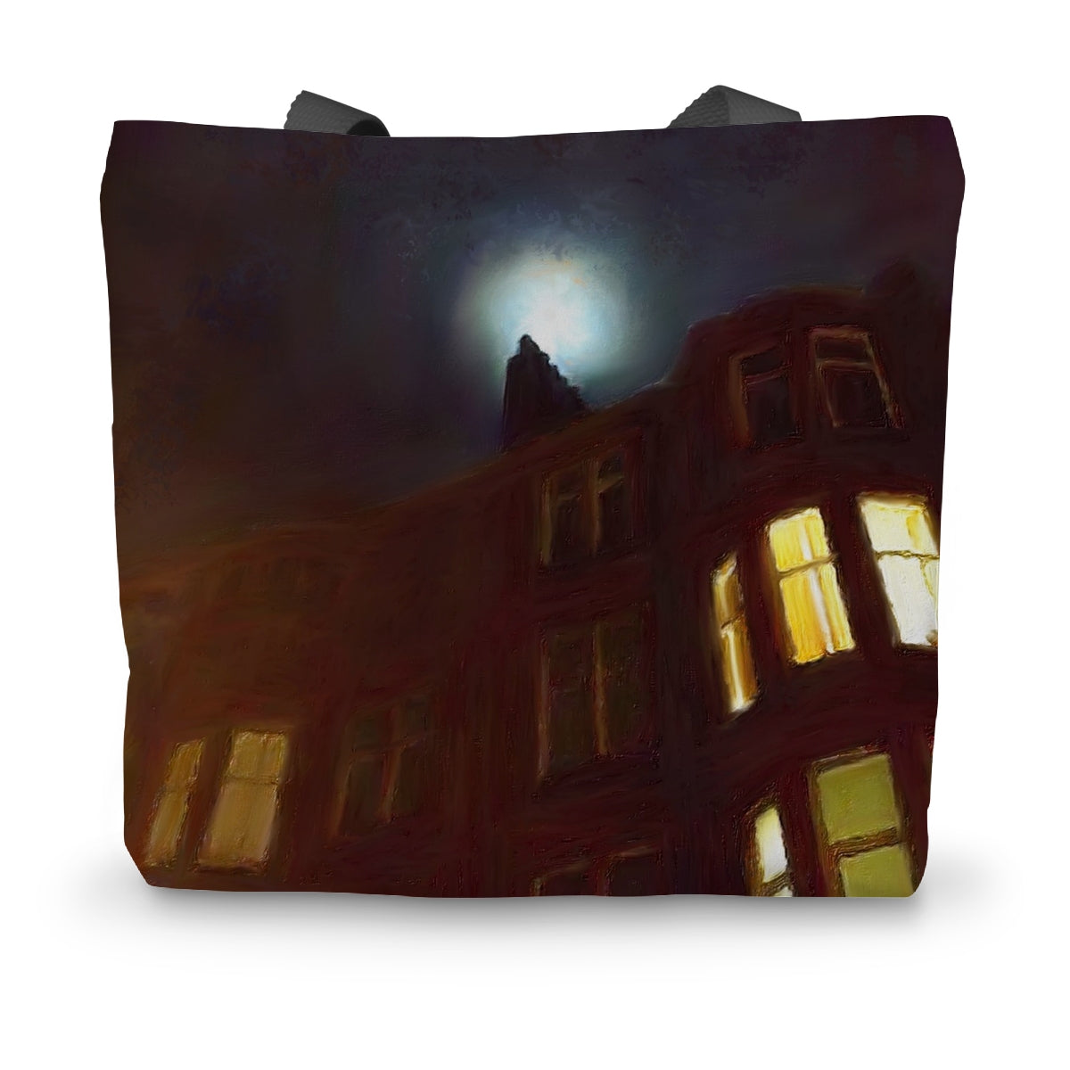 A Moonlit Tenement Canvas Tote Bag | Scottish Art Gifts