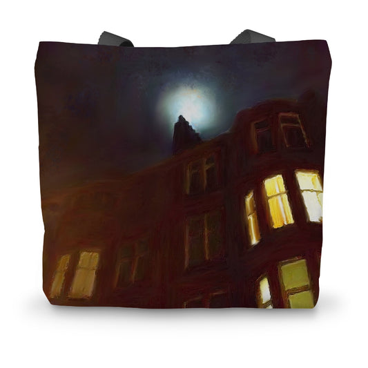 A Moonlit Tenement Canvas Tote Bag | Scottish Art Gifts