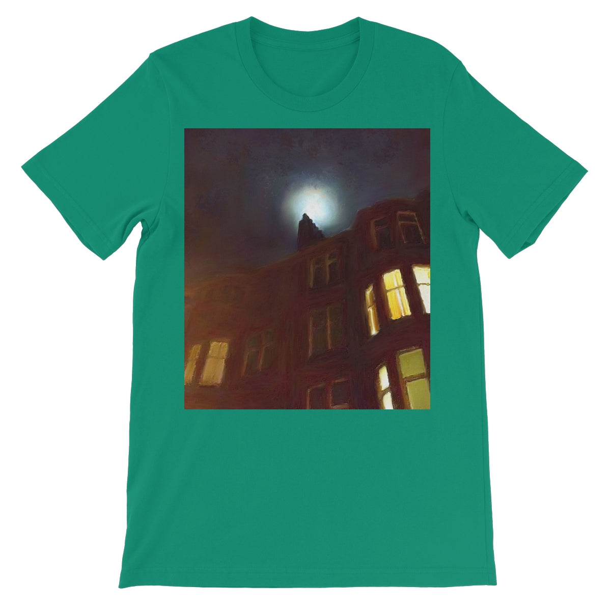 A Moonlit Tenement Unisex Short Sleeve T-Shirt | Scottish Art Gifts