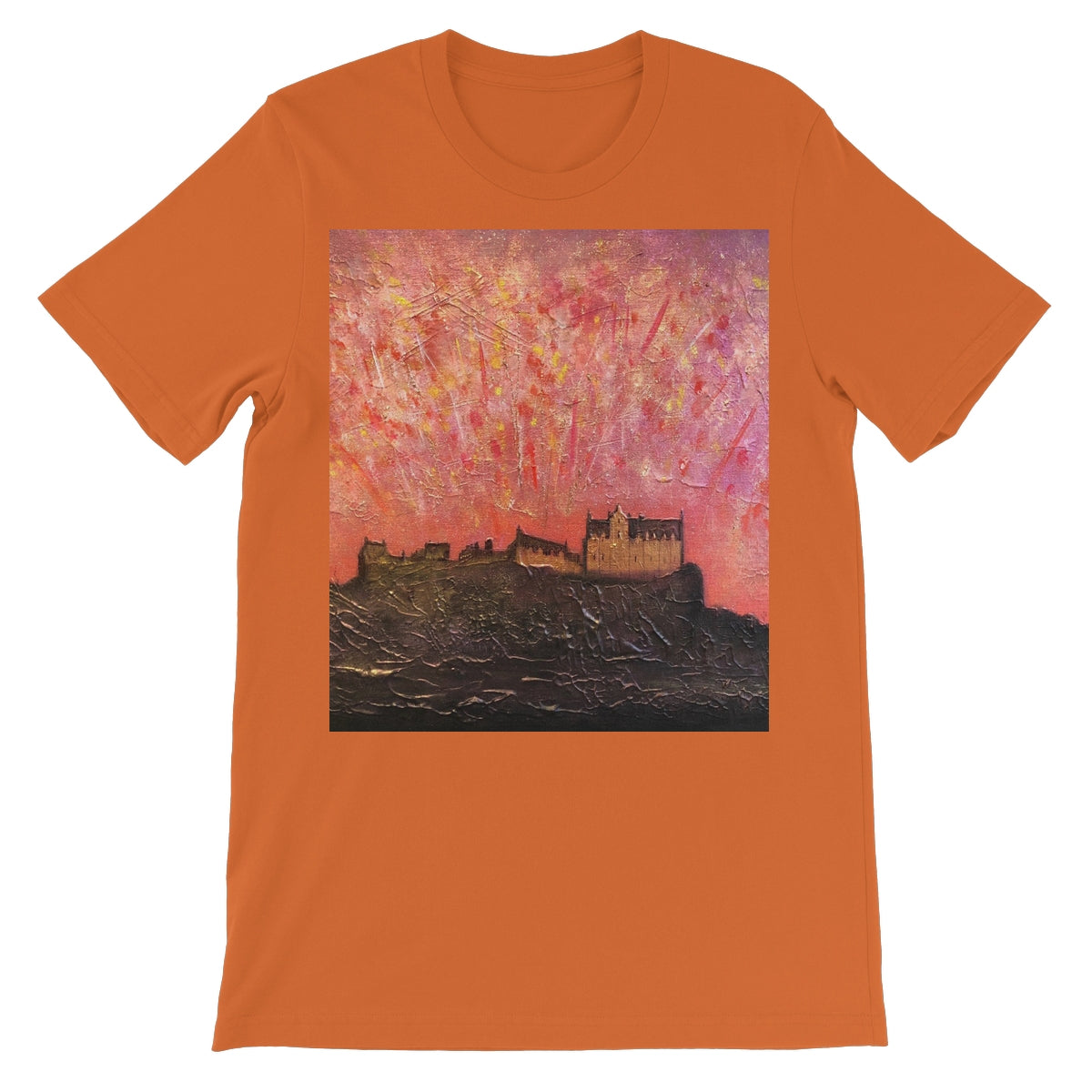 Edinburgh Castle Fireworks Unisex Short Sleeve T-Shirt | Scottish Art Gifts