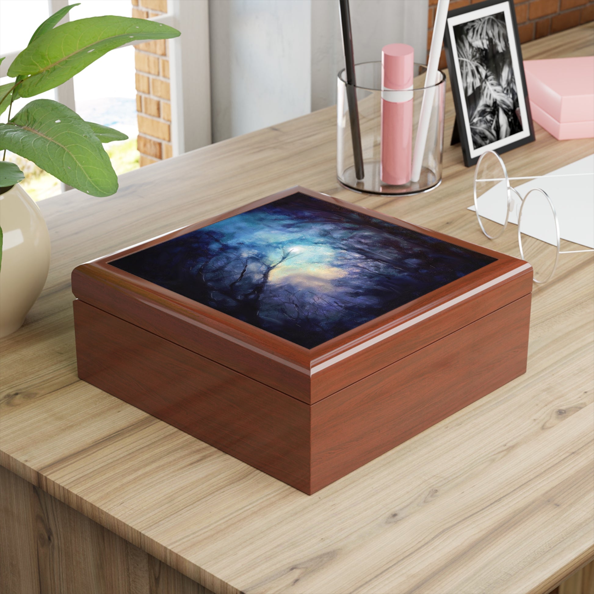 A Moonlit Highland Wood Jewellery Box | Scottish Art Gifts