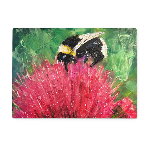 The Thistle & The Bee Glass Chopping Board | Scottish Art Gifts