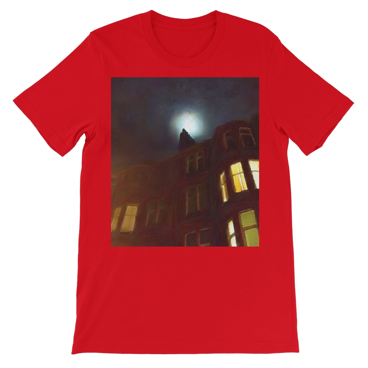 A Moonlit Tenement Unisex Short Sleeve T-Shirt | Scottish Art Gifts
