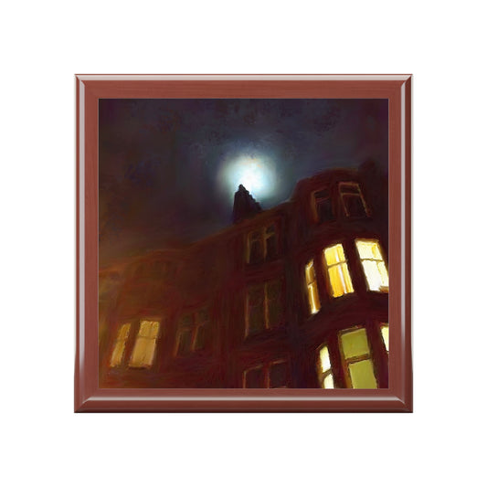 A Moonlit Tenement Jewellery Box | Scottish Art Gifts