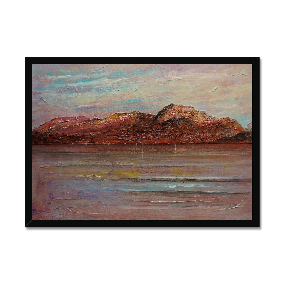 Ben Nevis Painting | Framed Prints From Scotland-Framed Prints-Scottish Lochs & Mountains Art Gallery-A2 Landscape-Black Frame-Paintings, Prints, Homeware, Art Gifts From Scotland By Scottish Artist Kevin Hunter