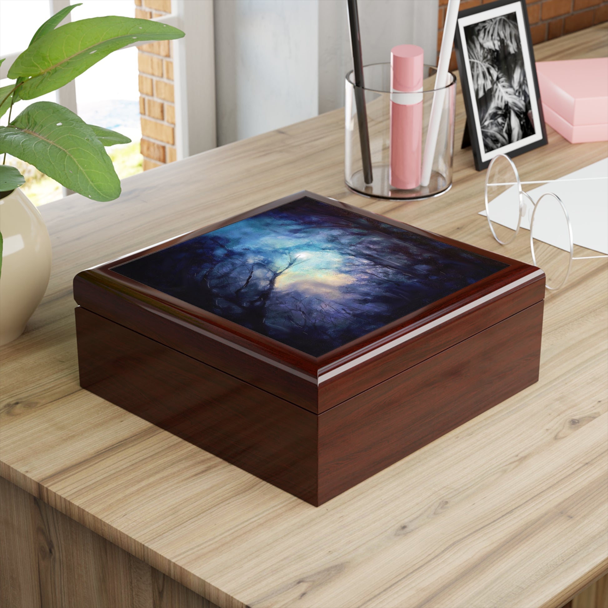 A Moonlit Highland Wood Jewellery Box | Scottish Art Gifts