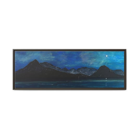 Skye Prussian Moonlight Framed Panoramic Canvas Art