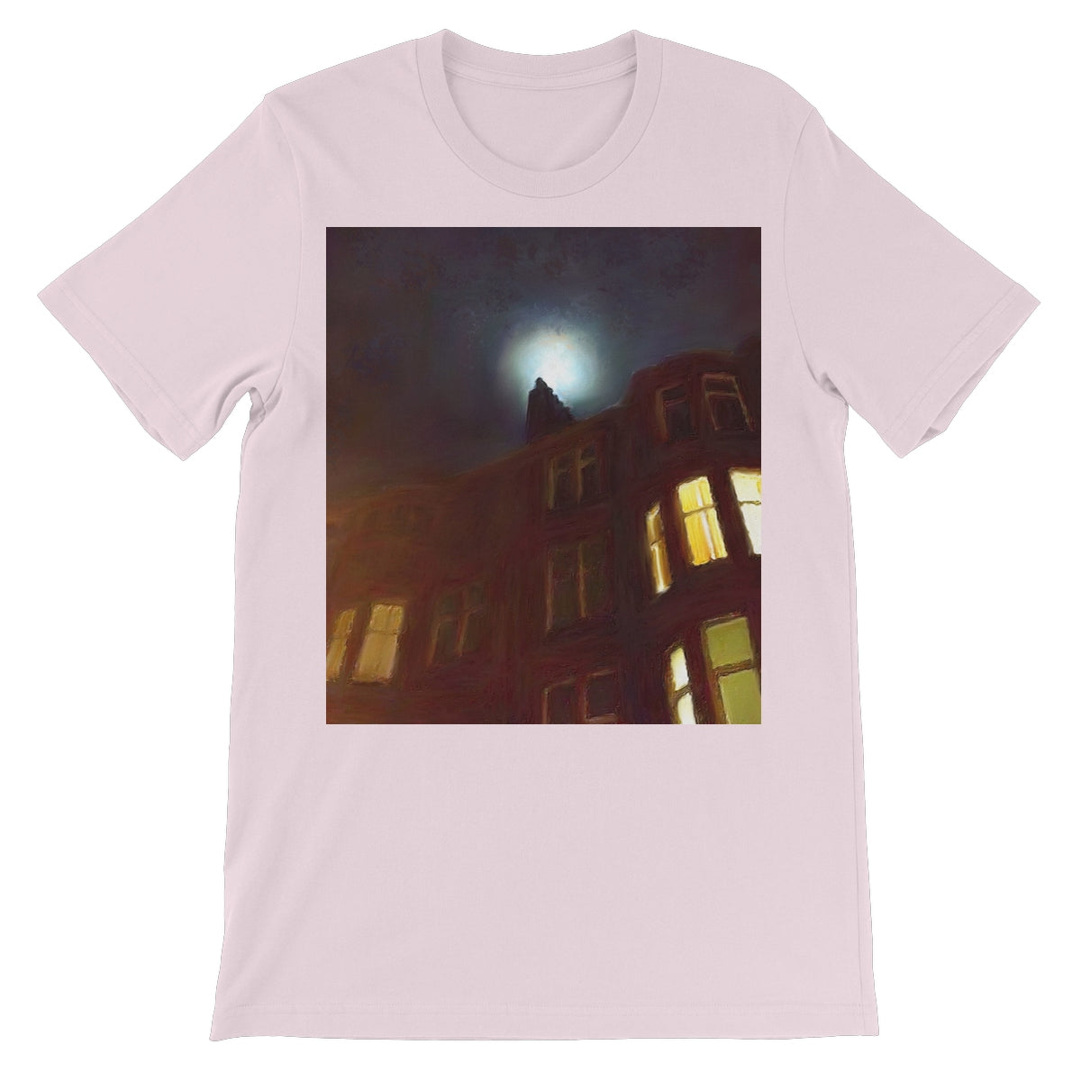 A Moonlit Tenement Unisex Short Sleeve T-Shirt | Scottish Art Gifts