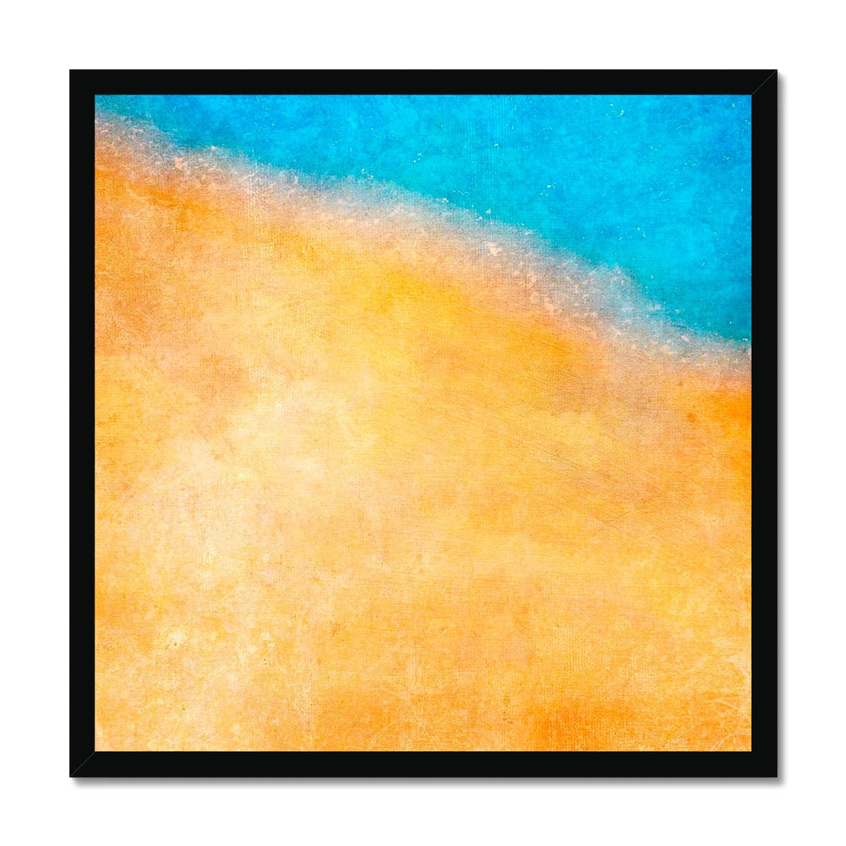 The Shoreline Abstract Painting | Framed Prints From Scotland-Framed Prints-Abstract & Impressionistic Art Gallery-20"x20"-Black Frame-Paintings, Prints, Homeware, Art Gifts From Scotland By Scottish Artist Kevin Hunter