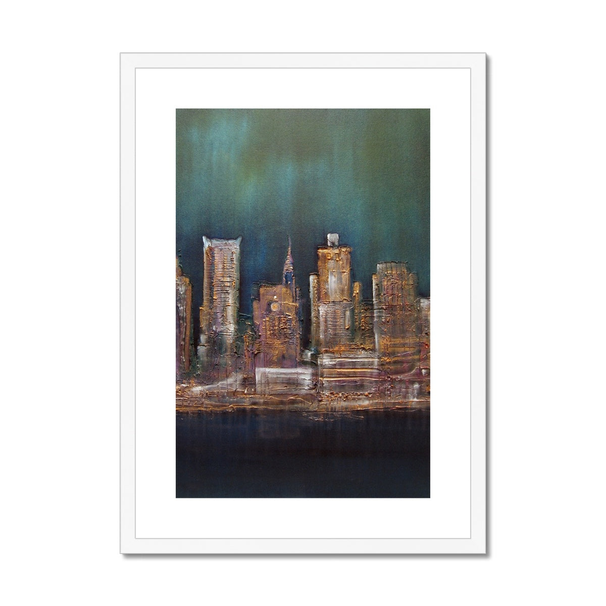 New York West Side Painting | Framed & Mounted Prints From Scotland-Framed & Mounted Prints-World Art Gallery-A2 Portrait-White Frame-Paintings, Prints, Homeware, Art Gifts From Scotland By Scottish Artist Kevin Hunter