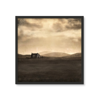 A Moonlit Croft Framed Art Tile | Scottish Art Gifts