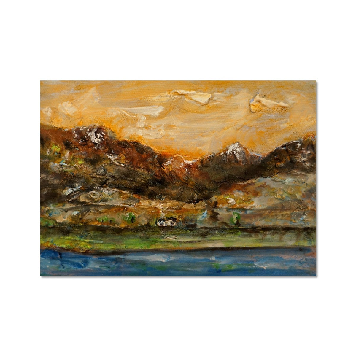 A Glencoe Cottage Painting | Fine Art Prints From Scotland-Unframed Prints-Glencoe Art Gallery-A4 Landscape-Paintings, Prints, Homeware, Art Gifts From Scotland By Scottish Artist Kevin Hunter