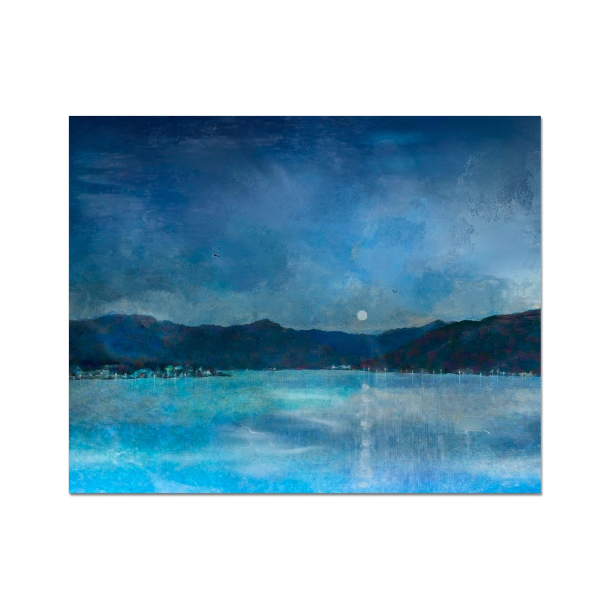 Clyde Winter Morning Moon Painting | Artist Proof Collector Prints From Scotland