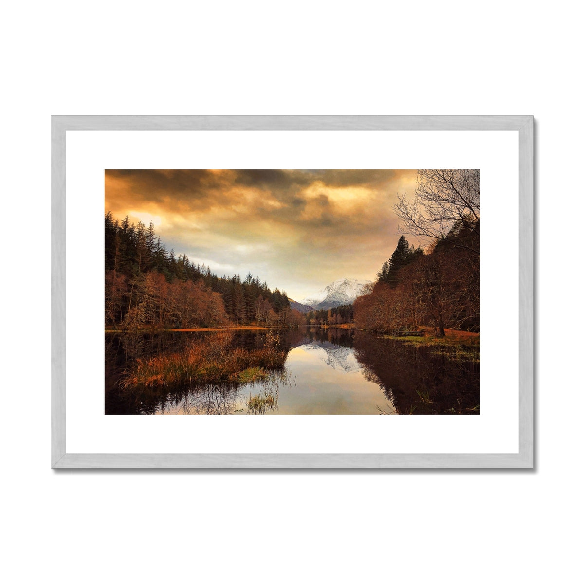 Glencoe Lochan Dusk Scottish Landscape Photography | Antique Framed & Mounted Print