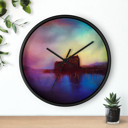 Eilean Donan Castle Sonnenuntergang-Wanduhr | Schottische Kunstgeschenke