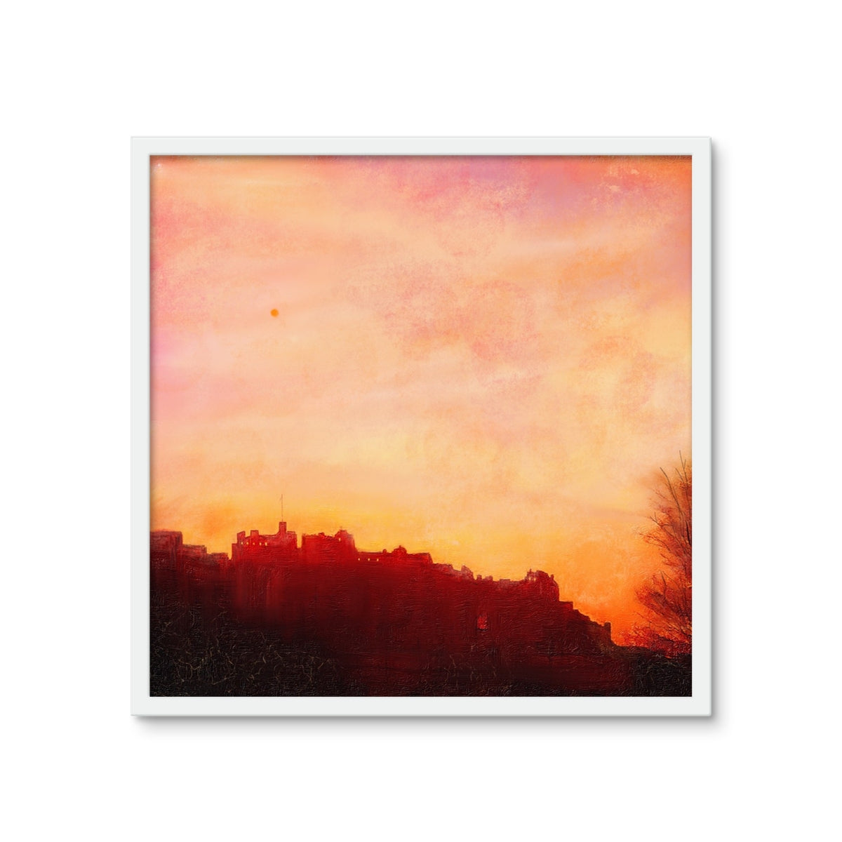 Edinburgh Castle Sunset Framed Art Tile | Scottish Art Gifts