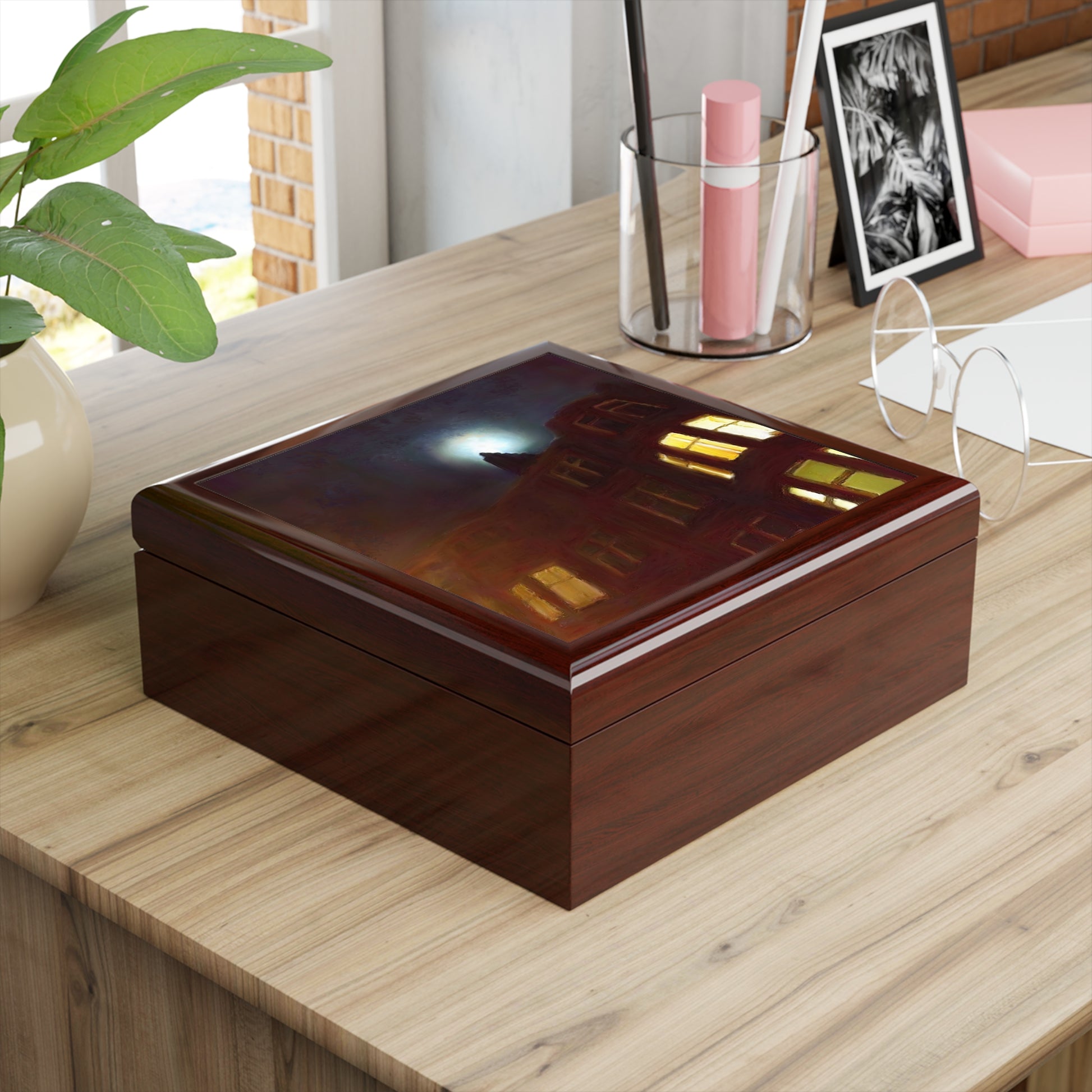 A Moonlit Tenement Jewellery Box | Scottish Art Gifts