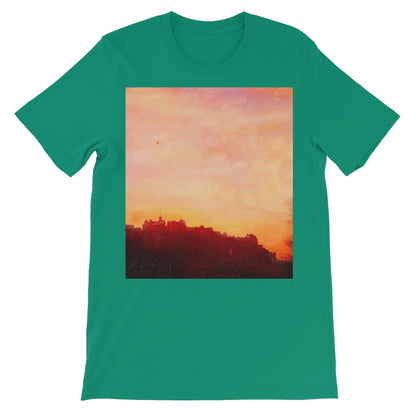 Edinburgh Castle Sunset Unisex Short Sleeve T-Shirt | Scottish Art Gifts