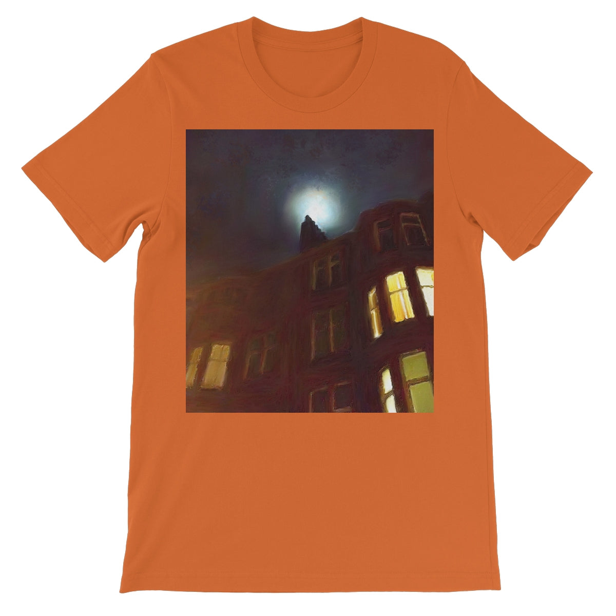 A Moonlit Tenement Unisex Short Sleeve T-Shirt | Scottish Art Gifts