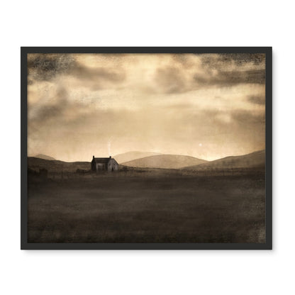 A Moonlit Croft Framed Art Tile | Scottish Art Gifts