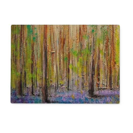 Highland Bluebells Glass Chopping Board | Scottish Art Gifts