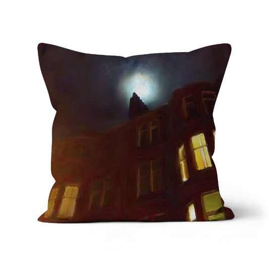A Moonlit Tenement Cushion | Scottish Art Gifts