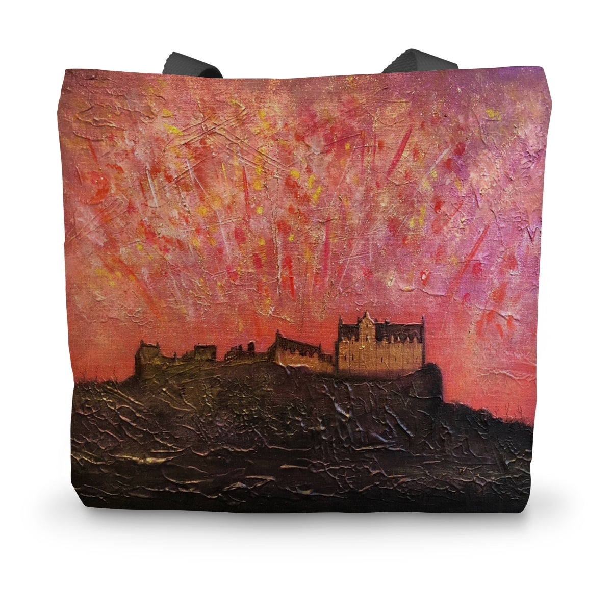 Edinburgh Castle Fireworks Canvas Tote Bag | Scottish Art Gifts