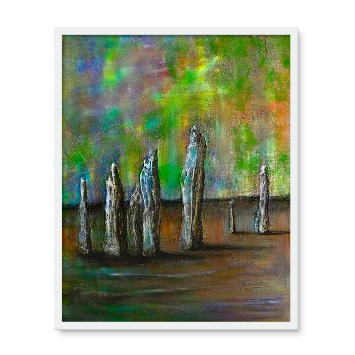 Callanish Northern Lights Lewis Framed Art Tile | Scottish Art Gifts