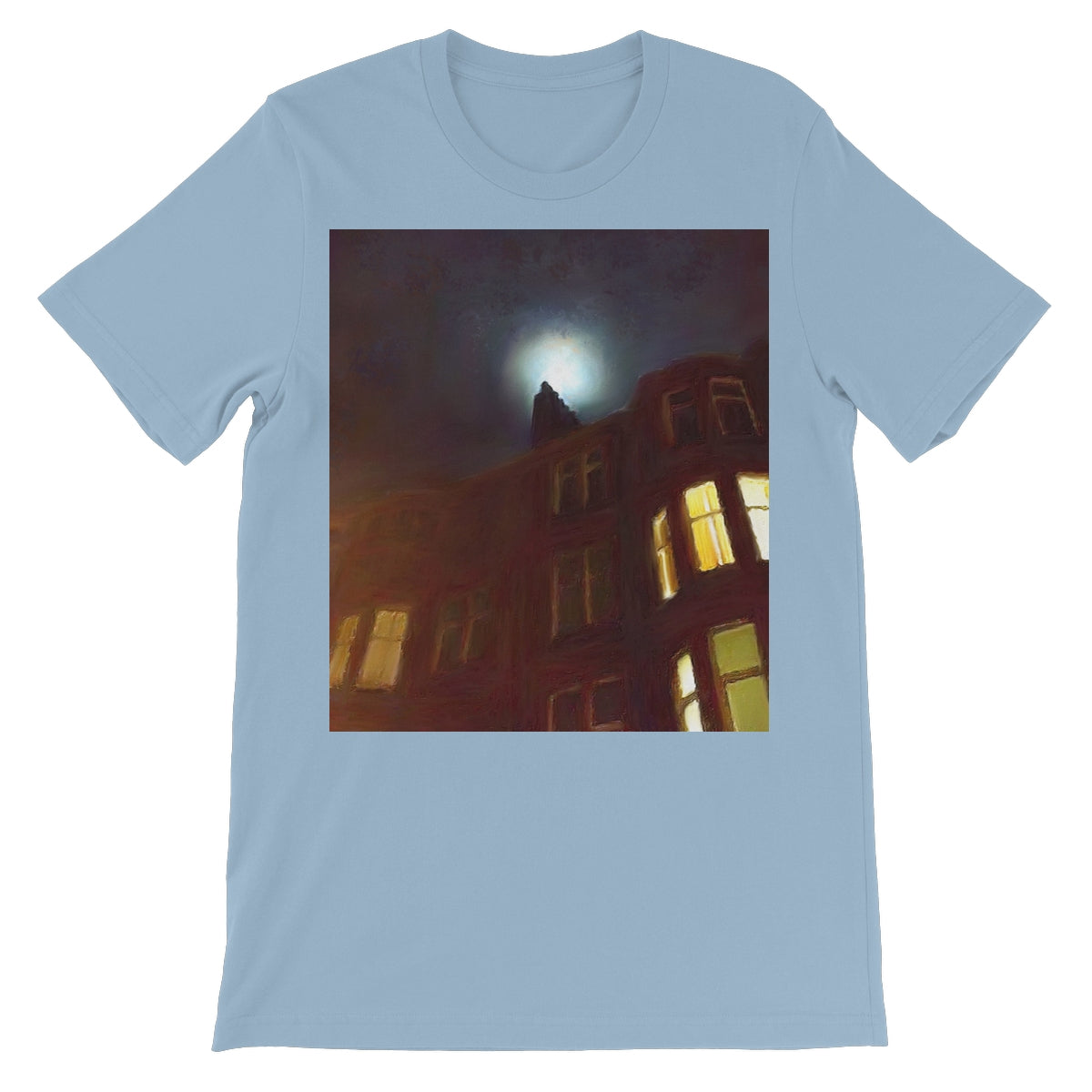 A Moonlit Tenement Unisex Short Sleeve T-Shirt | Scottish Art Gifts